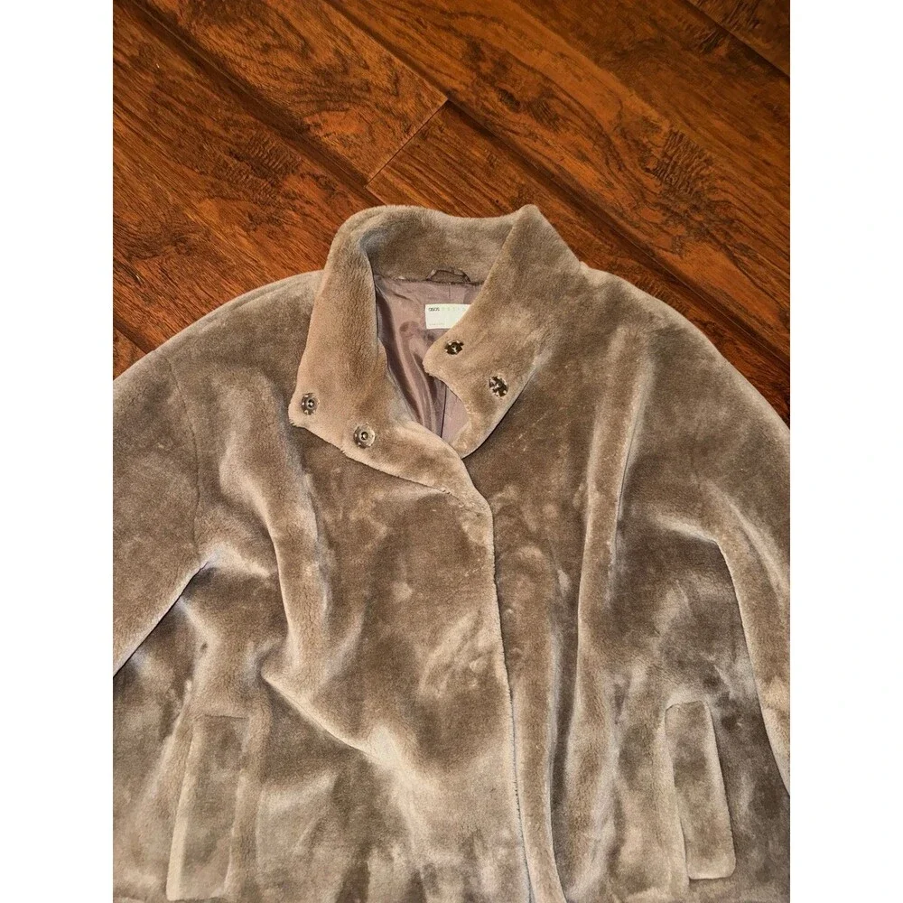 ASOS DESIGN cozy teddy funnel neck coat size US 24